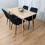 Rectangle Oak Effect Dining Table With 4 Black Velvet Tufted Chairs 3
