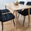 Rectangle Oak Effect Dining Table With 4 Black Velvet Tufted Chairs 12
