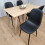 Rectangle Oak Effect Dining Table & 4 Black Faux Leather Padded Chairs 5