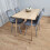 Rectangle Oak Effect Dining Table With 4 Grey Velvet Tufted Chairs 11