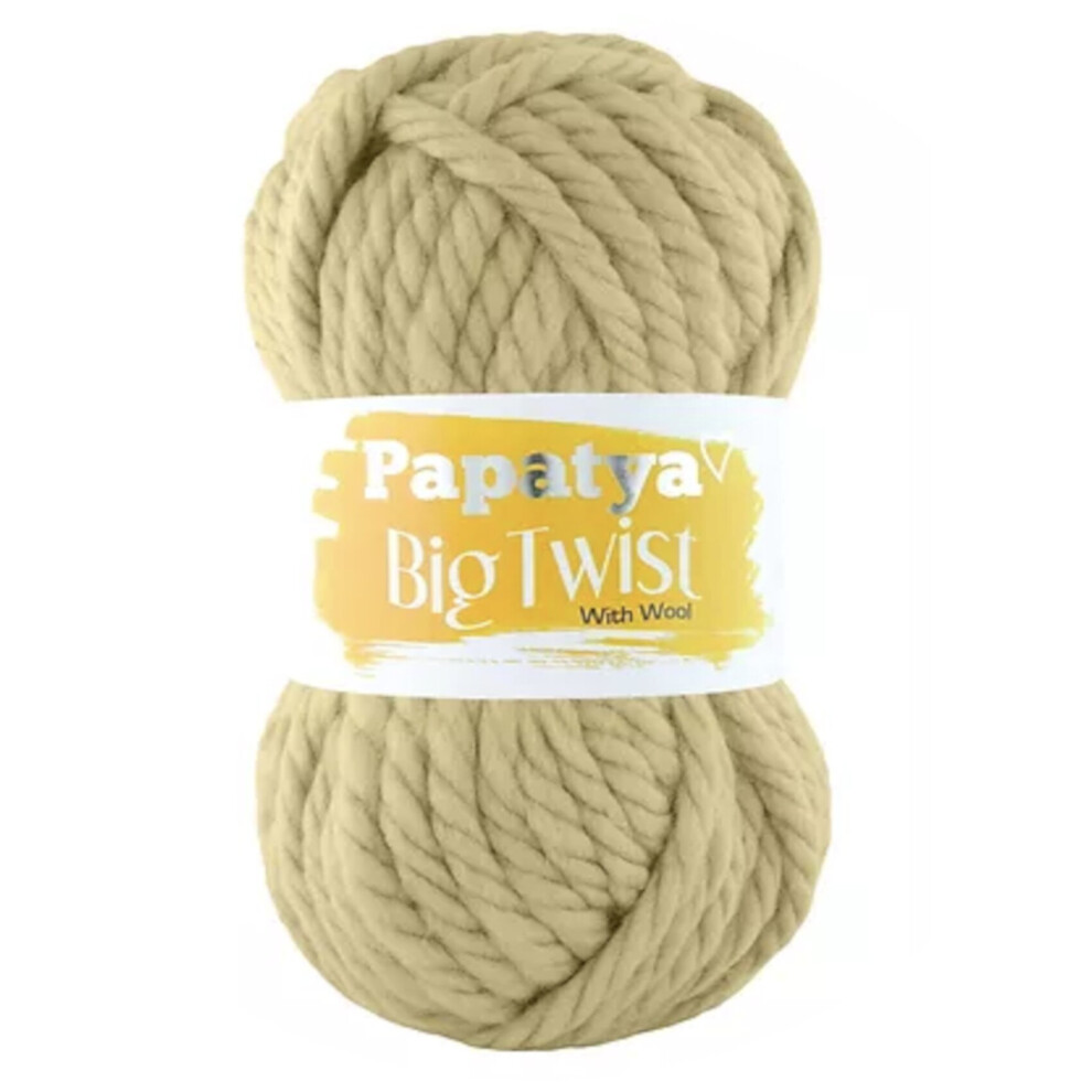 (Beige (9230)) Papatya Big Twist Mega Chunky Yarn Acrylic & Wool 200g