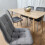 Rectangle Oak Effect Dining Table With 4 Grey Velvet Tufted Chairs 5
