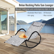 Steel Frame Zero Gravity Rocking Lounge Chair w/ Pillow Grey