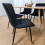 Rectangle Oak Effect Dining Table With 4 Black Velvet Tufted Chairs 8