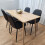 Rectangle Oak Effect Dining Table & 4 Black Faux Leather Padded Chairs 7
