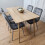 Rectangle Oak Effect Dining Table With 4 Grey Velvet Tufted Chairs 6