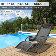 Textilene Rocking Chair Sun Lounger Recliner Indoor & Outdoor w/ Headrest