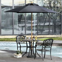 2.5m Wood Garden Parasol Sun Shade Patio Black Umbrella Canopy