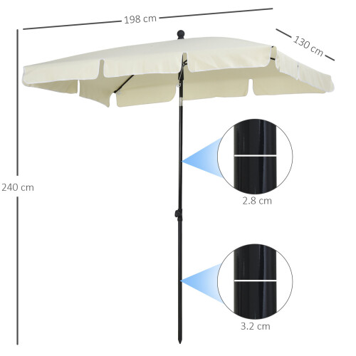 Aluminium Sun Umbrella Parasol Patio Garden Rectangular Tilt 2