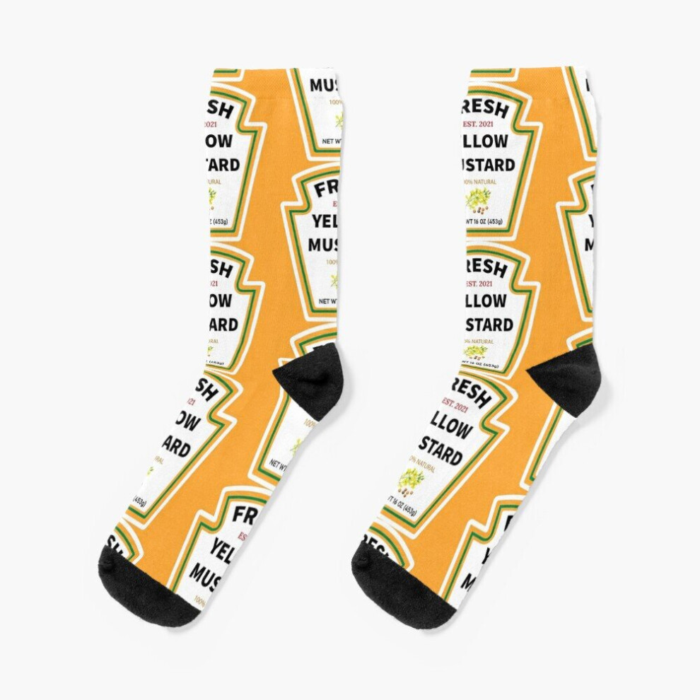 Dress Socks Fresh Yellow Mustard Halloween Costume Novelty Fancy Crazy Pattern Crew Casual for Men Women