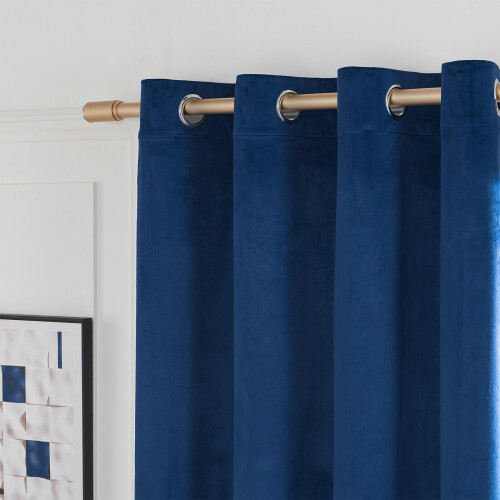 (Blue , 46 x 54 in) High Blackout Luxury Velvet Eyelet Curtains Living Room Thick on OnBuy