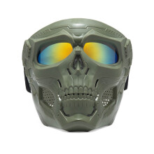 (Army Green+Red) Paintball Mask Skull Tactical Mask with Goggles