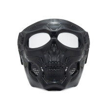 (Black+Clear) Paintball Mask Skull Tactical Mask with Goggles