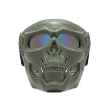 (Army Green+Color) Paintball Mask Skull Tactical Mask with Goggles