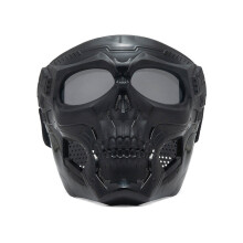 (Black+Gray) Paintball Mask Skull Tactical Mask with Goggles