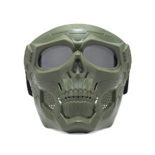 (Army Green+Gray) Paintball Mask Skull Tactical Mask with Goggles
