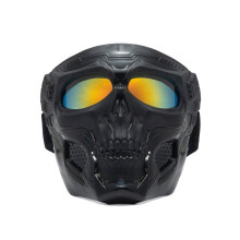 (Black+Red) Paintball Mask Skull Tactical Mask with Goggles
