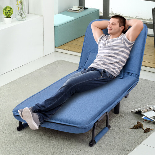 Costway Single Folding Sofa Bed Chair Modern Fabric Sleep Function Holder 2