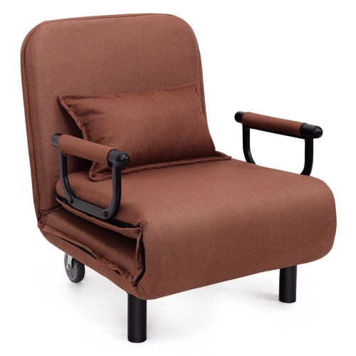 Costway Single Folding Sofa Bed Chair Modern Fabric Sleep Function Holder
