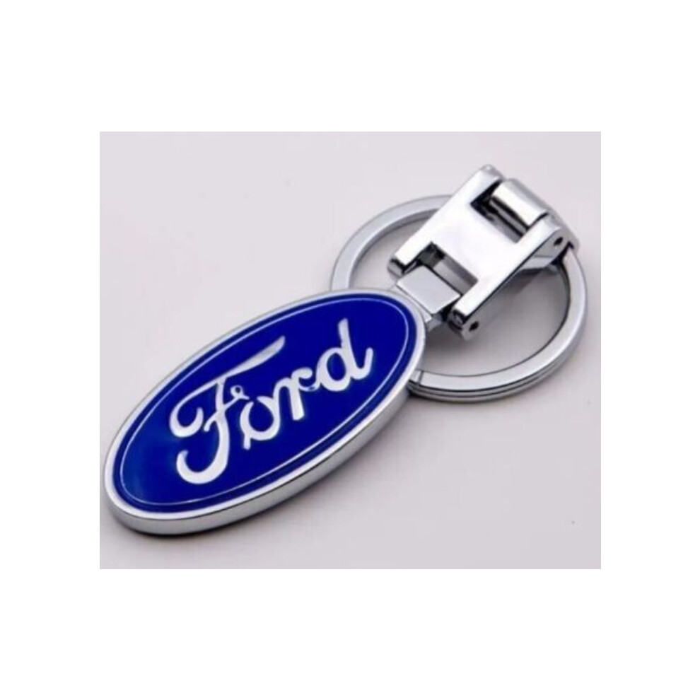 Newjass Ford Pendant Keyring Silver Metal Car Logo Keychain For Gift Key Fob Blue