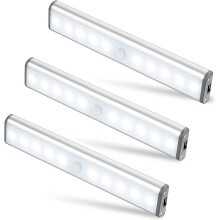 3 Pack USB Rechargeable 10 LED Magnetic Motion Sensor Night Light