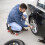 Costway Rolling Workshop Creeper Soft Padded Seat Mechanic Stool withTool Tray 9
