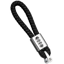 Premium Leather Audi Car Logo Key Ring – 3 Color Options (Black, Brown, Red)
