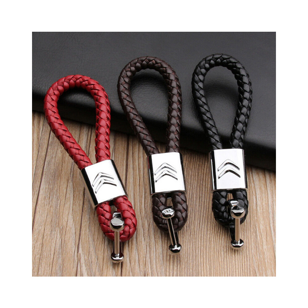 Leather Car Logo Car Key Chain Key Ring For Citroen