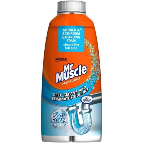 Mr Muscle Drain Foamer, Drain Cleaning Foam to Unblock & Eliminate Odour, 500 ml (Pack of 1) on