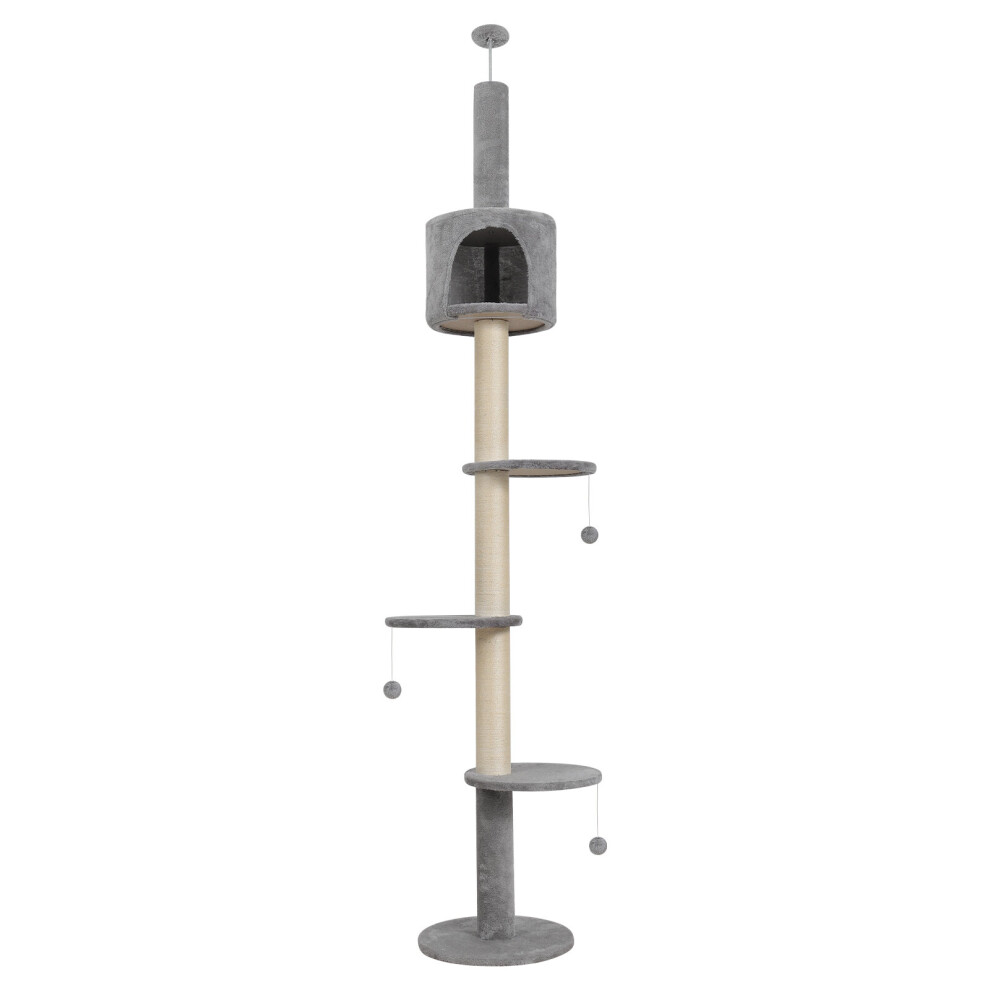 (Grey) Floor to Ceiling Cat Tree Kitty Scratching Post UK