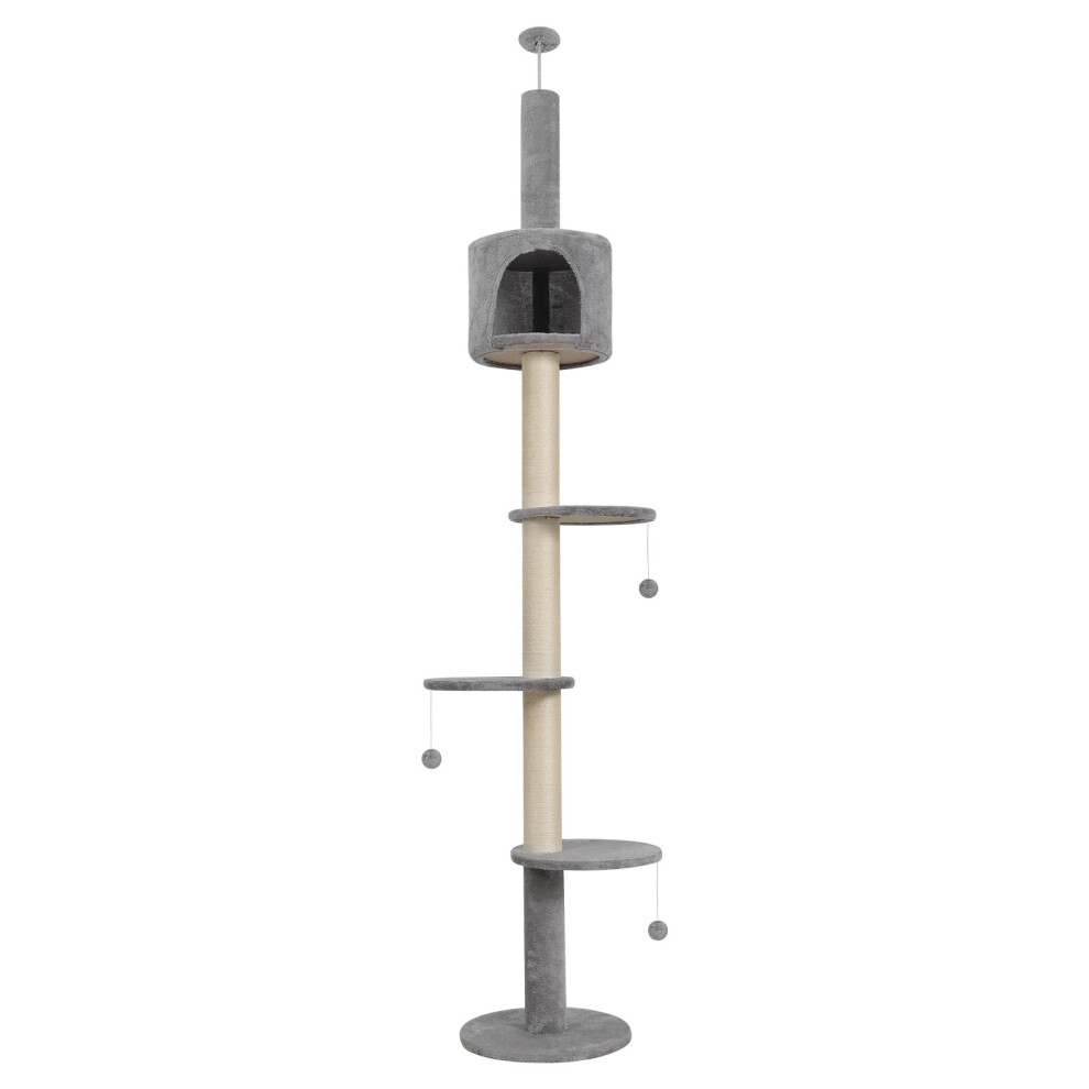 Elecwish (Grey) Floor To Ceiling Cat Tree Kitty Scratching Post Uk