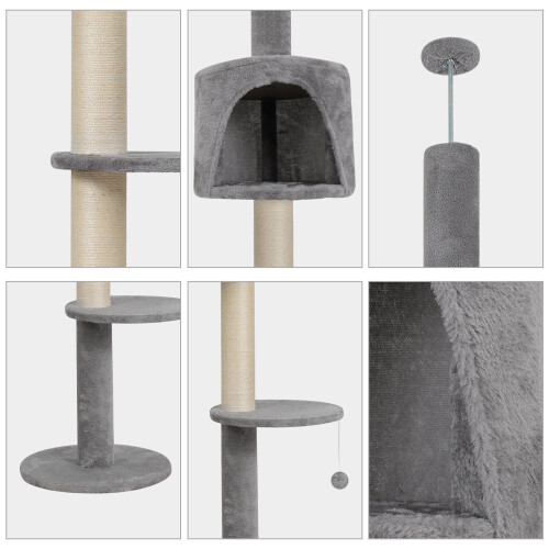 ELECWISH (Grey) Floor to Ceiling Cat Tree Kitty Scratching Post UK 2