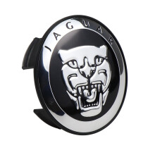 4 X JAGUAR GROWLER BLACK/CHROME 58mm ALLOY CENTRE HUB CAP XF XJ XJS XK S X-TYPE