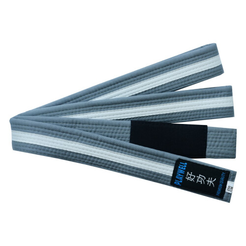 (220cm ) CHILDRENS GREY JIU JITSU BELT - WHITE STRIPE