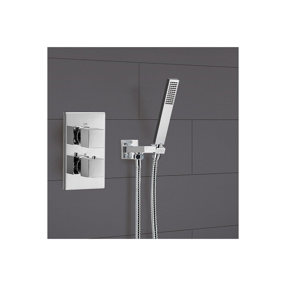 1 Way Chrome Square Hand Held Concealed Thermostatic Mixer Valve Shower | Lotus