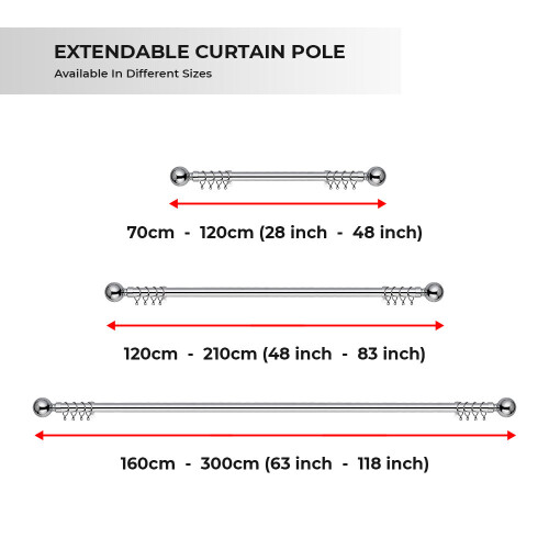 (Chrome) Extendable Curtain Poles Finials Rod Fittings 2