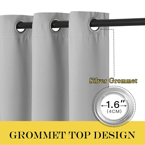 (46"x54") Silver Curtains Thermal Blackout Eyelet Ring Top 2