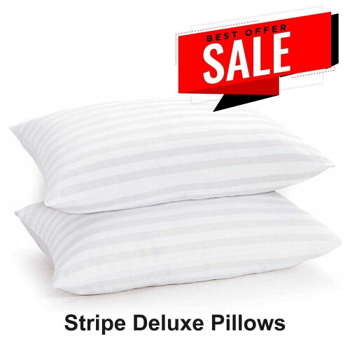 Imperial Rooms Luxury Pillows 2-Pack Ultra Soft Quilted Stripe Hotel Quality Pillow 1
