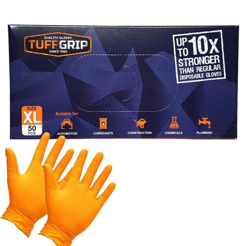 (L) TUFF GRIP TG140 Orange Gloves 6 Mil Extra Strong