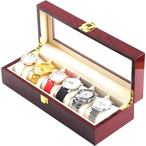 6 Grids Leather Watch Display Case Jewelry Collection Storage Box 1