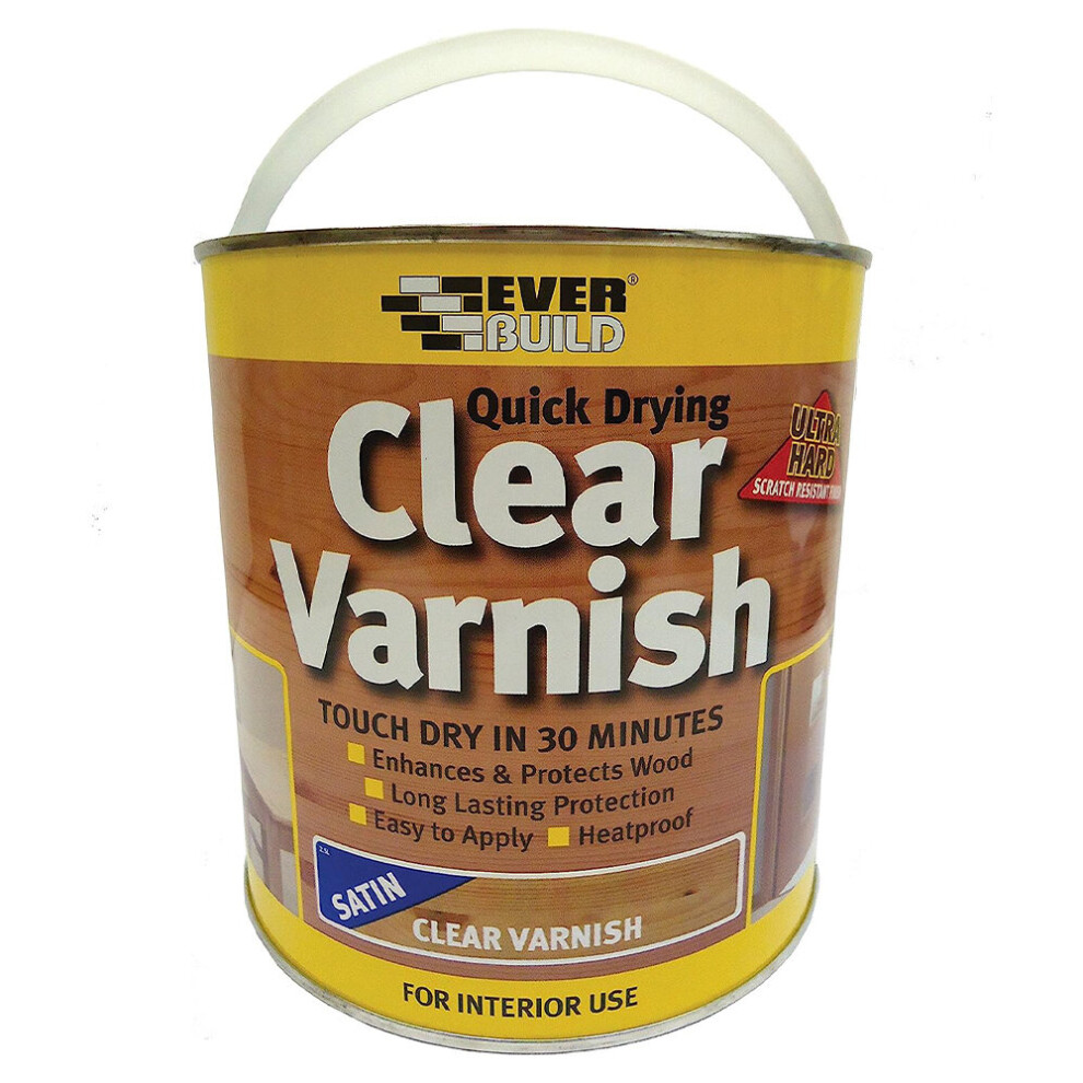 Everbuild, Quick Drying Clear Varnish, Satin - 2.5L