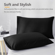 (Black, Pillowcases Pair) Duvet Quilt Cover Plain Bedding Set & Pillowcases Pair