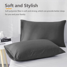 (Charcoal, Pillowcases Pair) Duvet Quilt Cover Plain Bedding Set & Pillowcases Pair