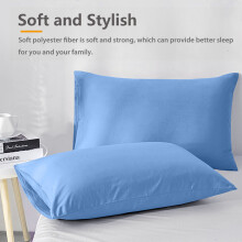 (Light Blue, Pillowcases Pair) Duvet Quilt Cover Plain Bedding Set & Pillowcases Pair