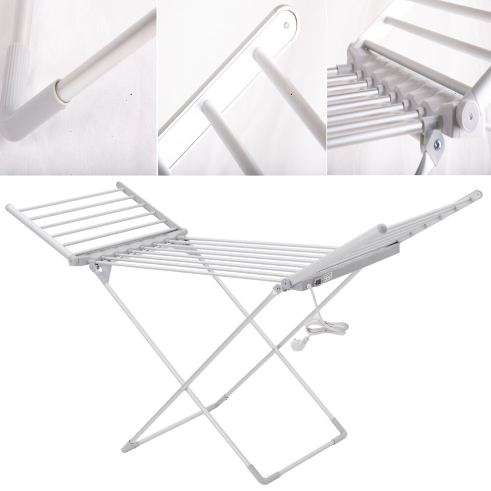 Electric Folding Heated Clothes Airer Drying Horse Rack Laundry Dryer