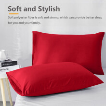 (Red, Pillowcases Pair) Duvet Quilt Cover Plain Bedding Set & Pillowcases Pair