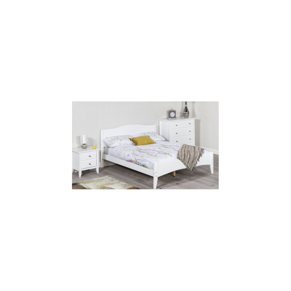 (4FT  UK  Small Double) White Rio Wooden, slatted, stylish, Bed Frame only