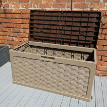 335 Litre Rattan Style Garden Cushion Storage Box with Sit on Lid