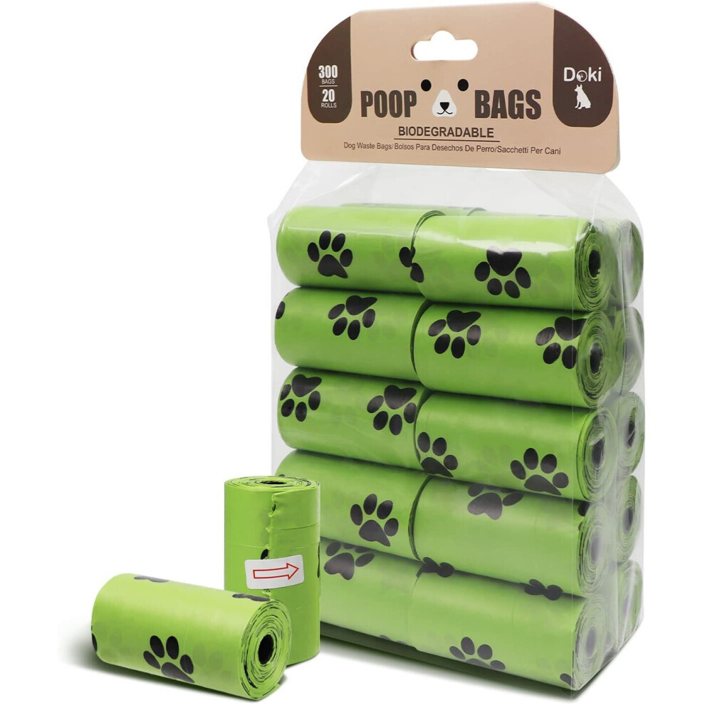 DOKI Dog Poop Bags, Biodegradable Pet Waste Bags 20 Rolls（300 Dog Poop Bags)