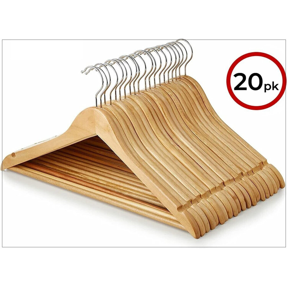 Wooden Coat Hanger,  Clothes Hangers, Natural Wood Hangers 20 Pack